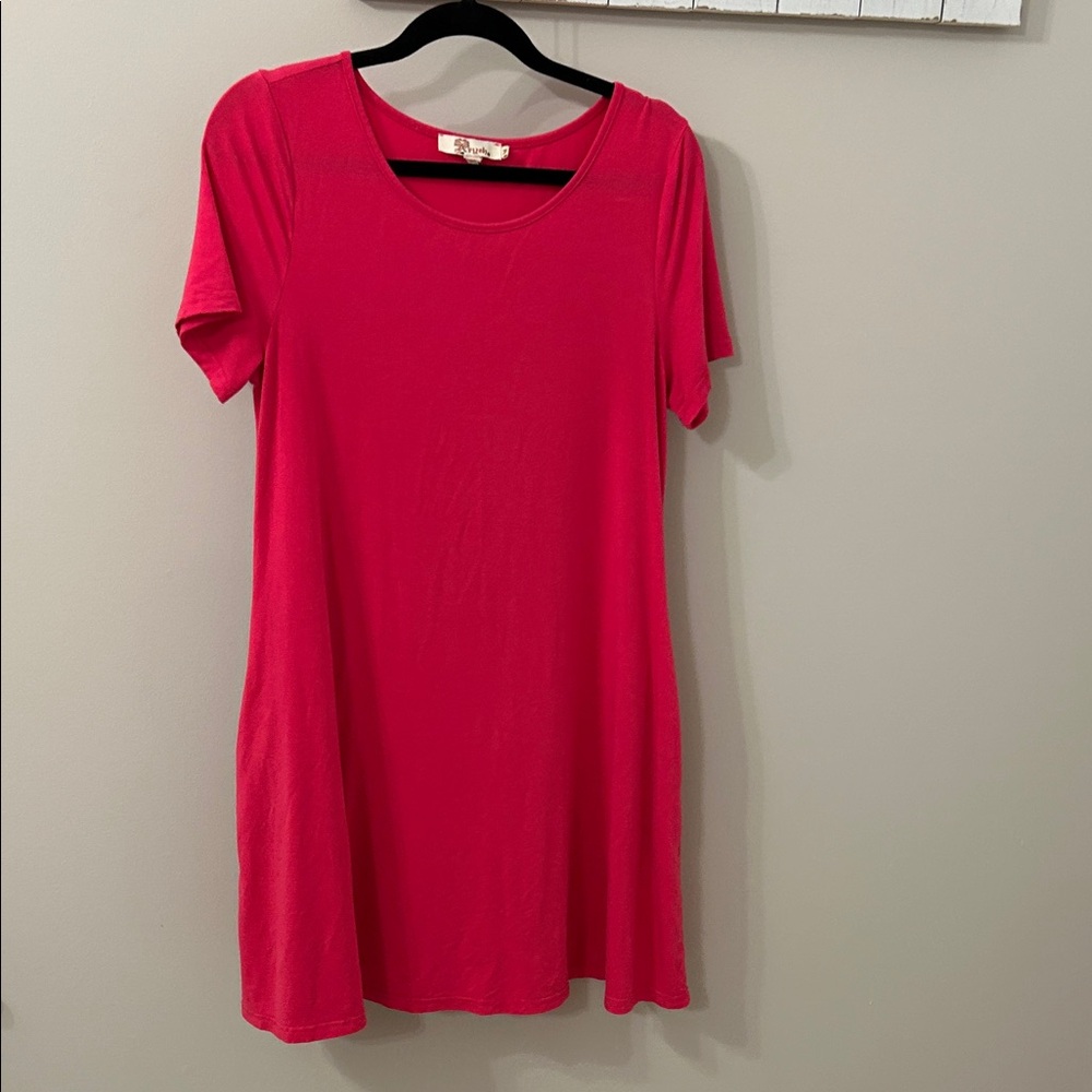 Everyday Scoop Neck Midi Dress - Hot Pink